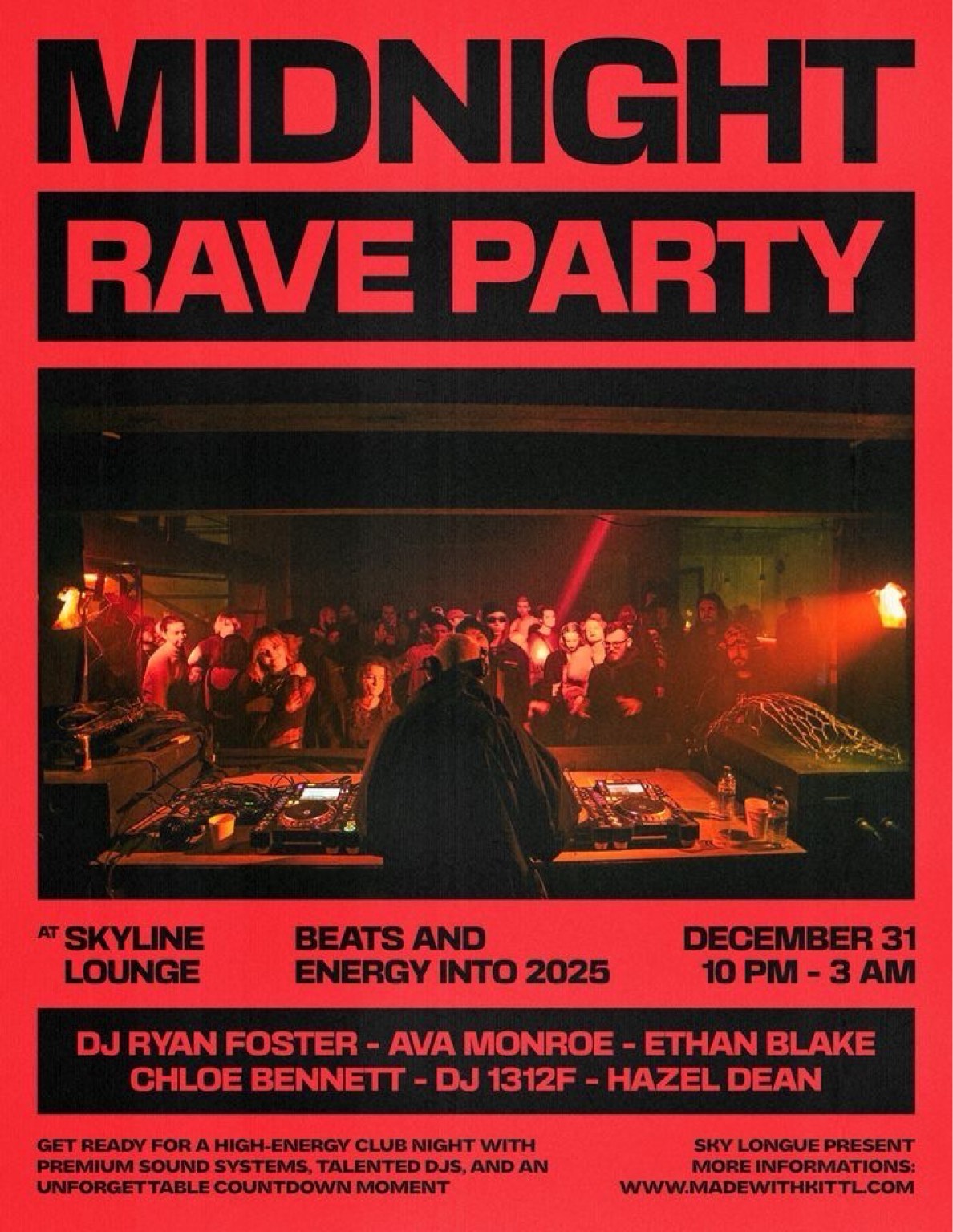 Flyer for Midnight Rave Party